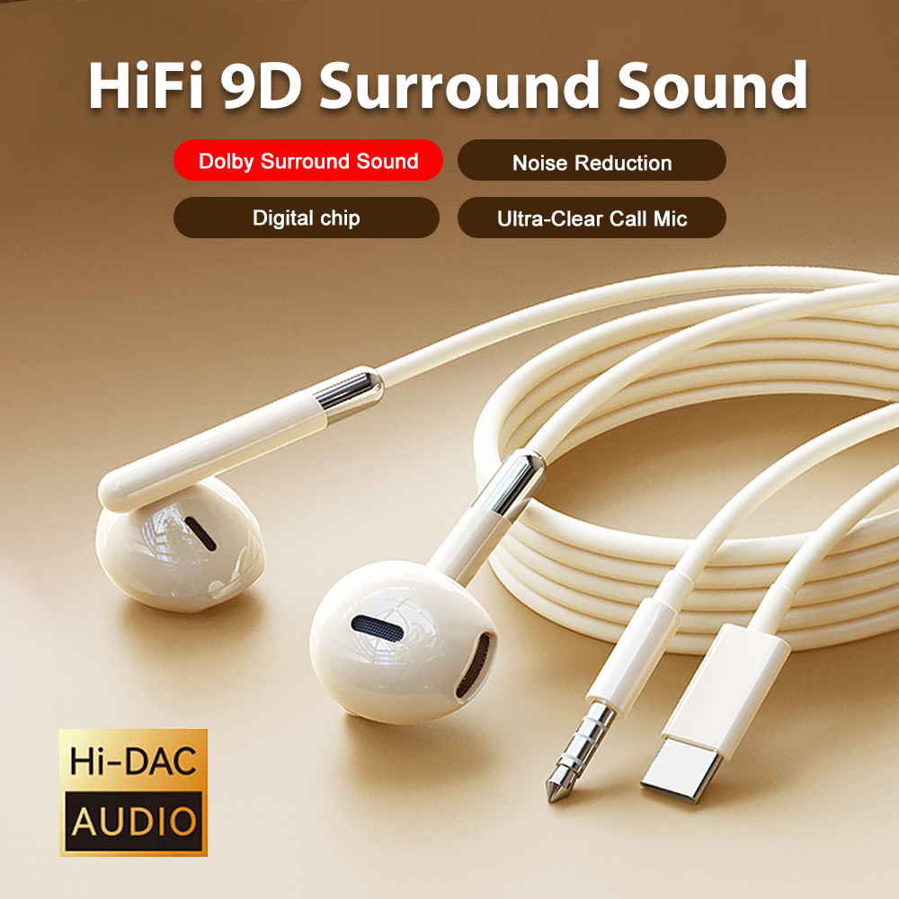 Audio Music Apple - Type C Wired Headphones HiFi Stereo