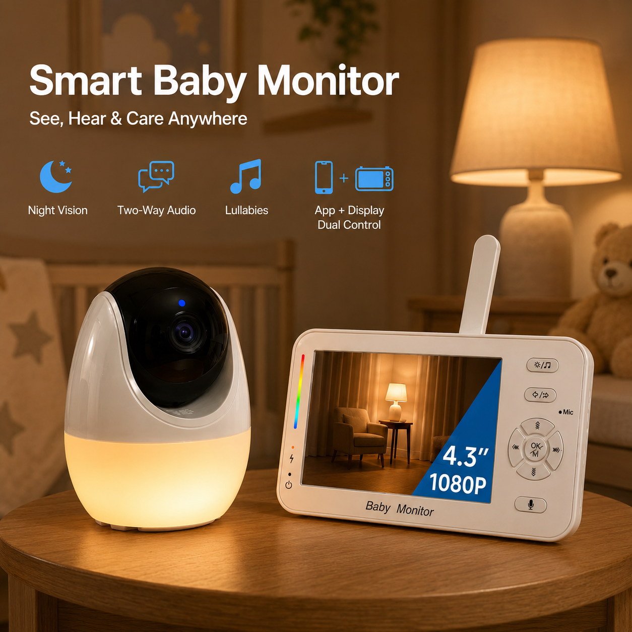 Audio Music Network - Smart Baby Monitor with Night Light