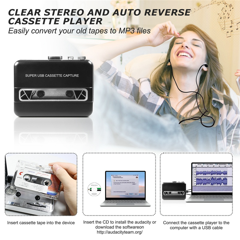 AA60-Super USB Cassette-To-MP3 - Audio Music Player Pc recensione e prezzo