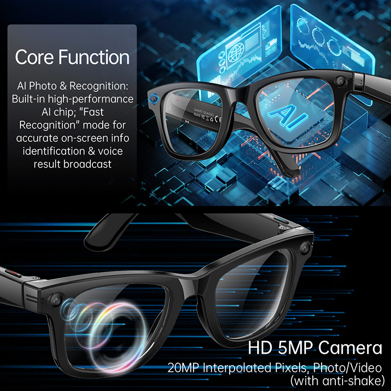 New Upgrade Smart Glasses 5MP  - Audio Music Recognition recensione e prezzo