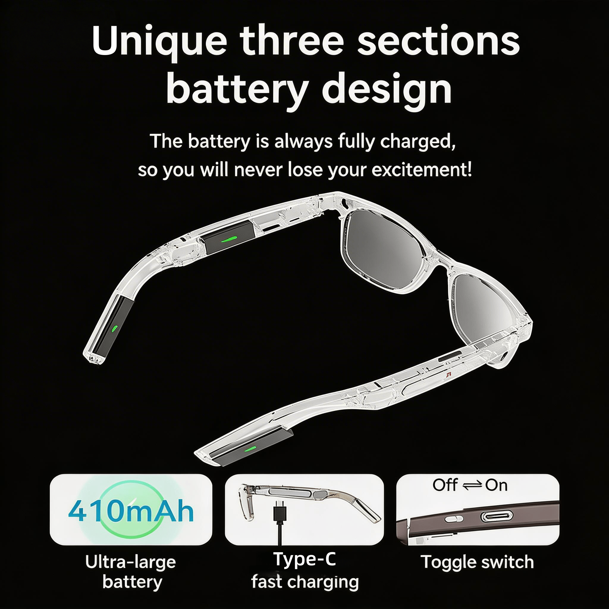 4K Camera Glasses with AI Smar - Audio Music Recognition recensione e prezzo