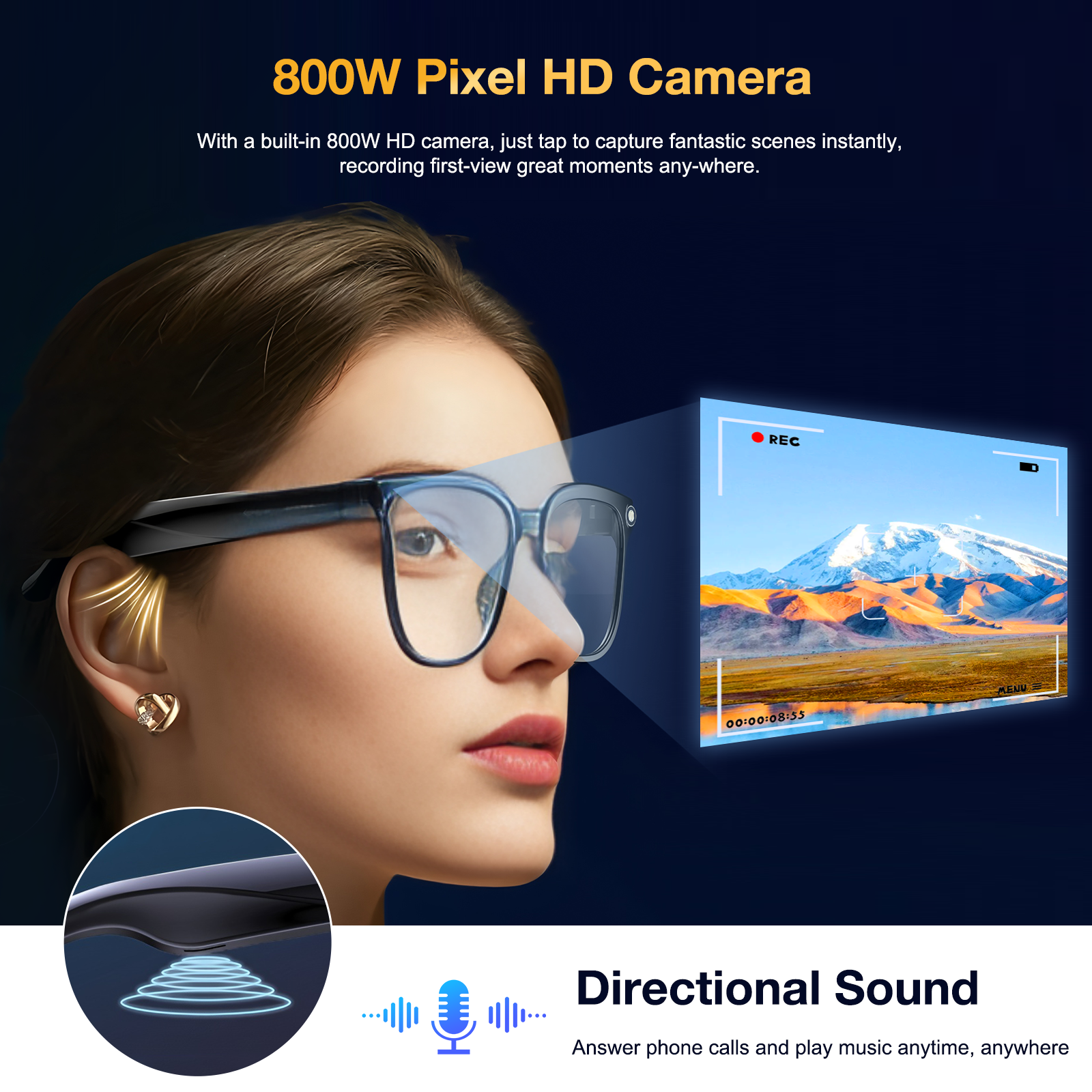 HOWENS 800W Camera AI Glasses  - Audio Music Recognition recensione e prezzo