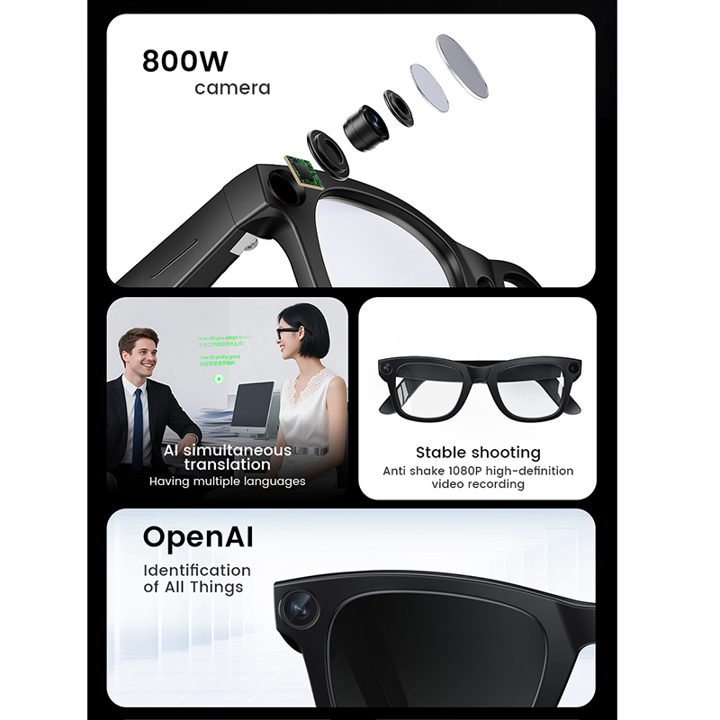 New AI Smart Glasses 800W Came - Audio Music Recognition recensione e prezzo