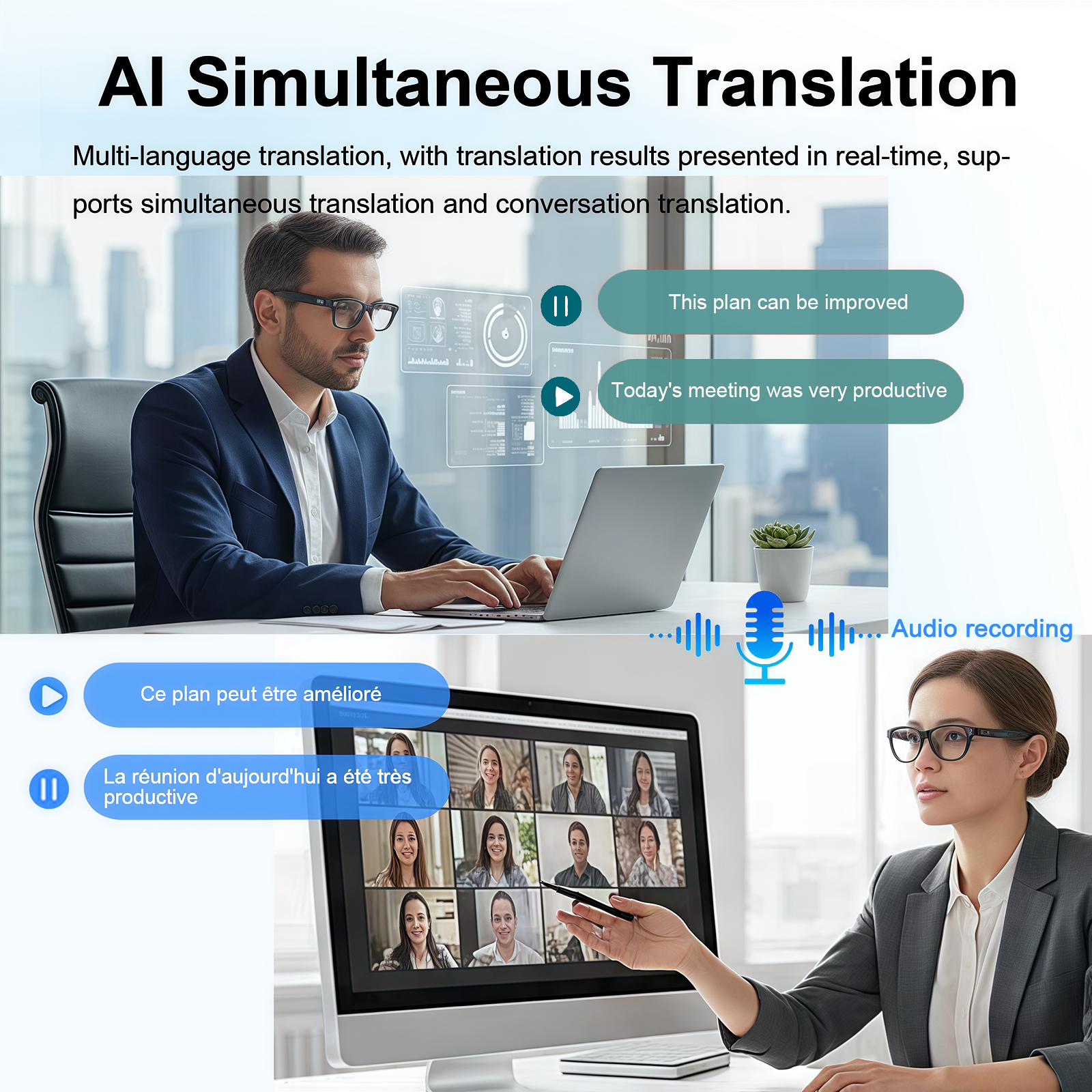 AI Smart Glasses with 8MP Came - Audio Music Recognition recensione e prezzo