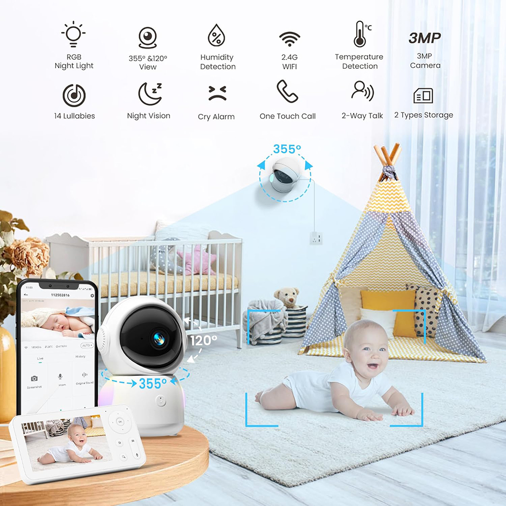 2K Baby Monitor with 2 Cameras - Audio Music Network recensione e prezzo