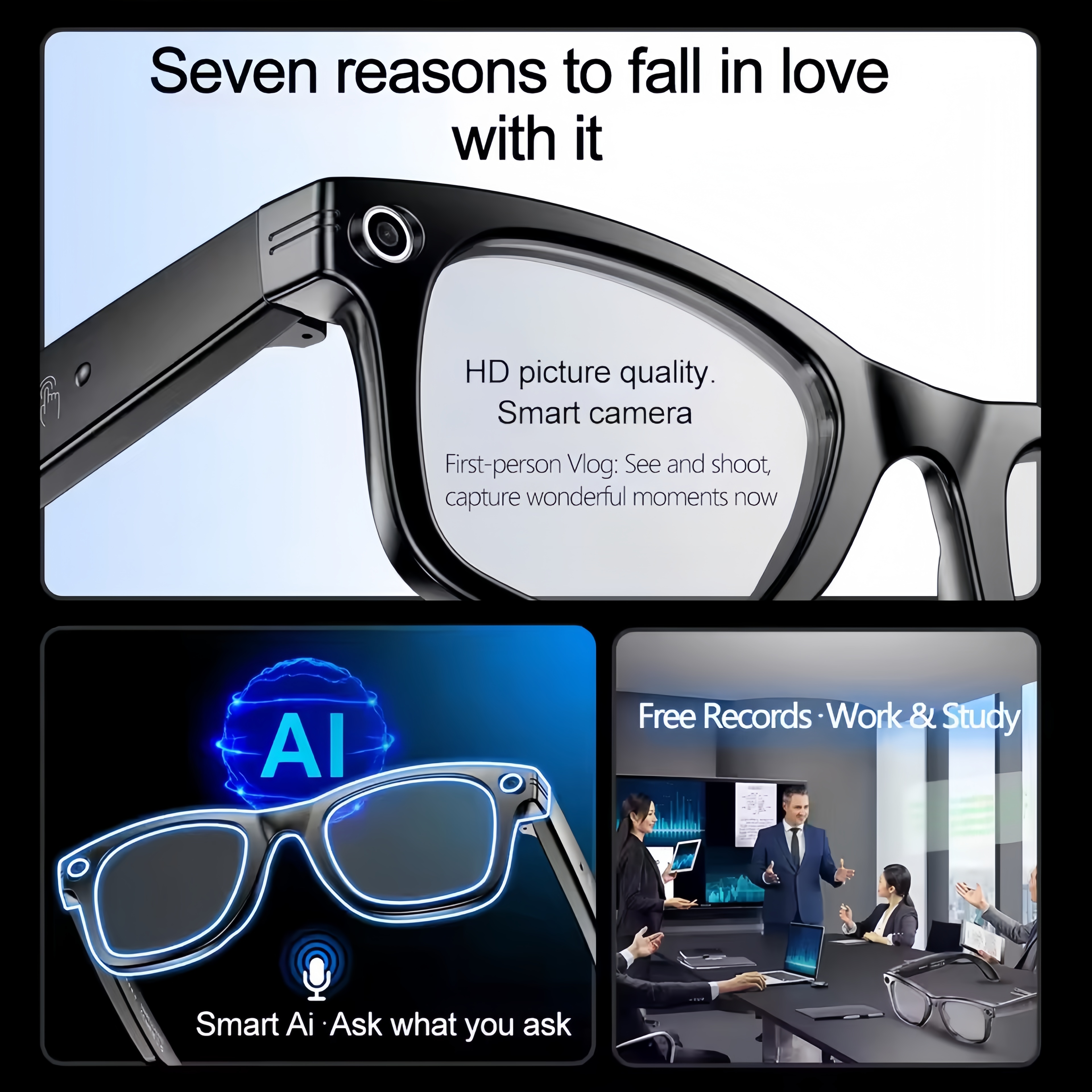 AI Smart Glasses with Camera 4 - Audio Music Recognition recensione e prezzo